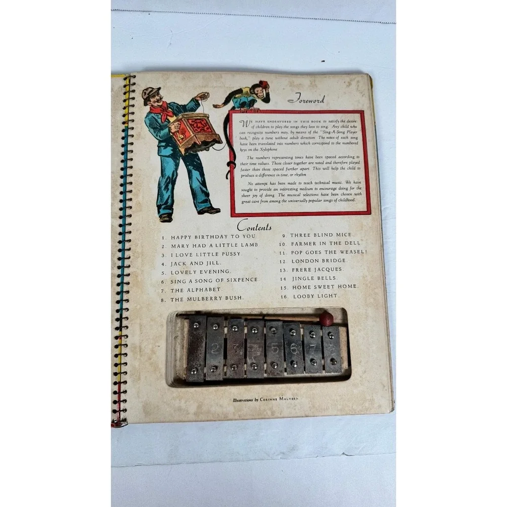 Sing-A-Song Playerbook Sam See 1947 Xylophone Music McLoughlin Bros w/ Mallet